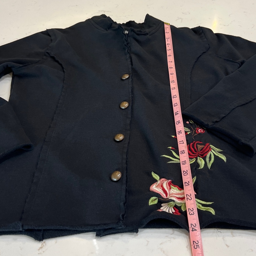 RXB Embroidered Boho Floral Raw Edge Cotton Jacket - Picture 10 of 11
